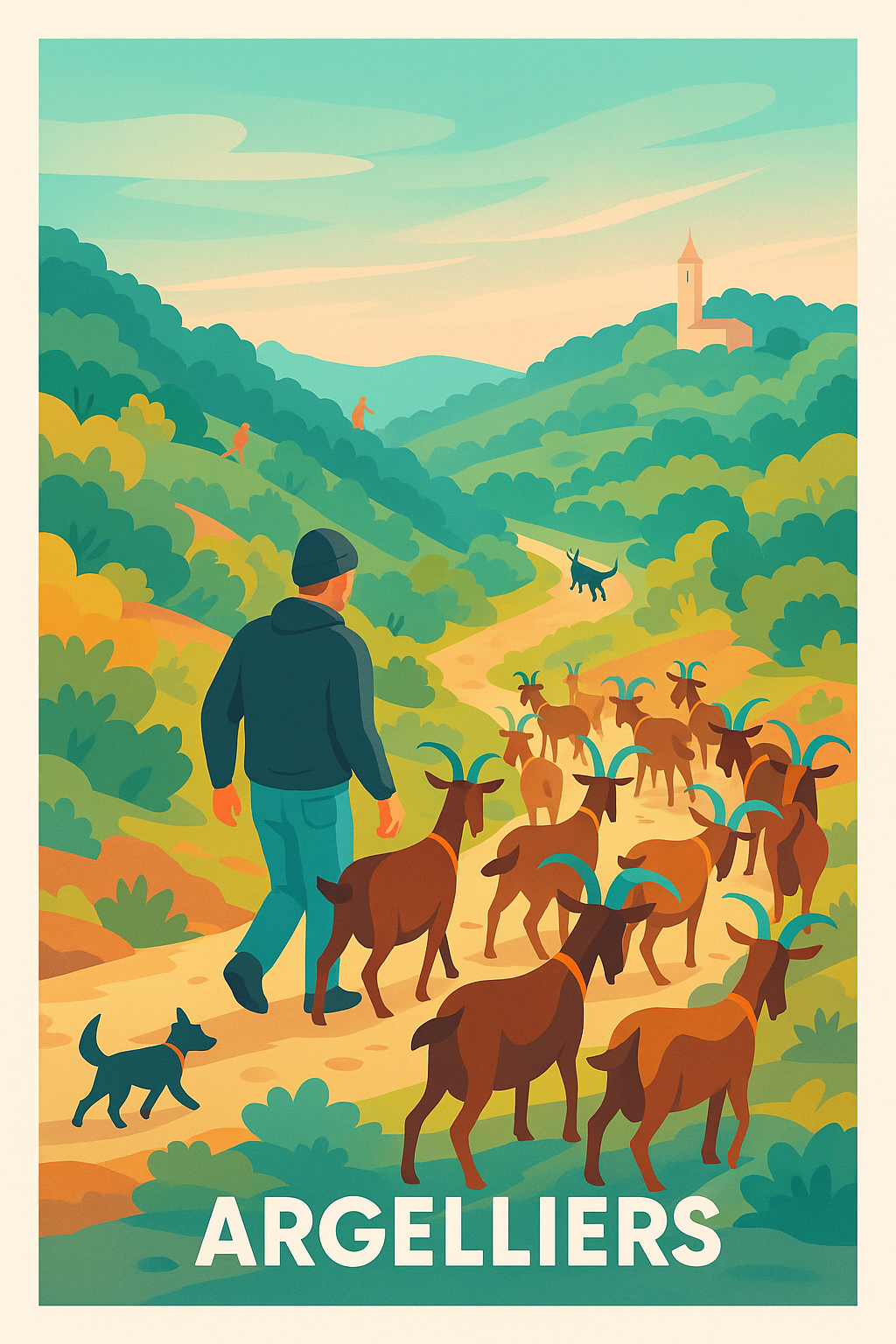 Affiche Argelliers — Balade pastorale en pleine nature · poster d'art de Argelliers