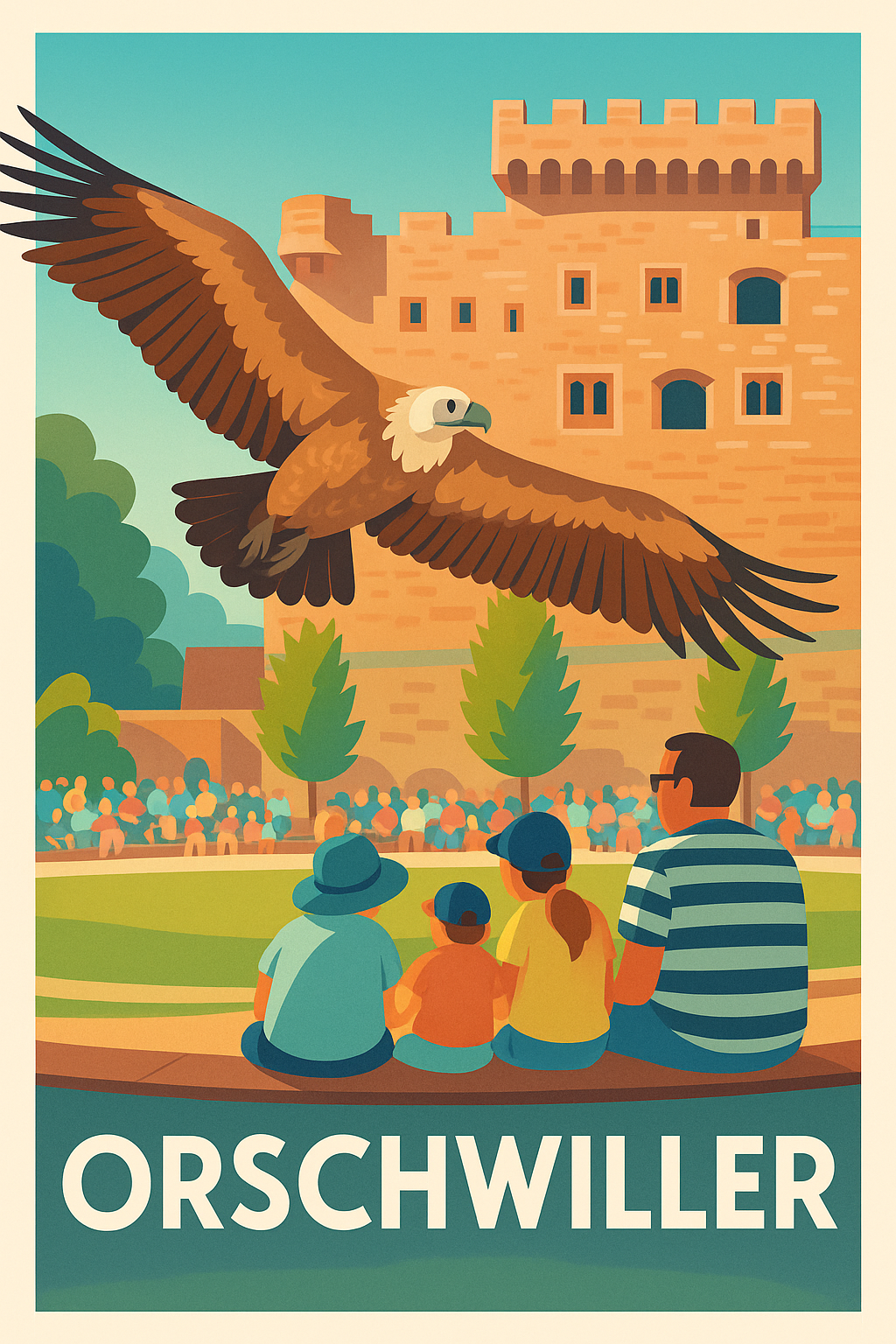 Affiche Orschwiller — L'envol majestueux au pied du château · poster d'art de Orschwiller
