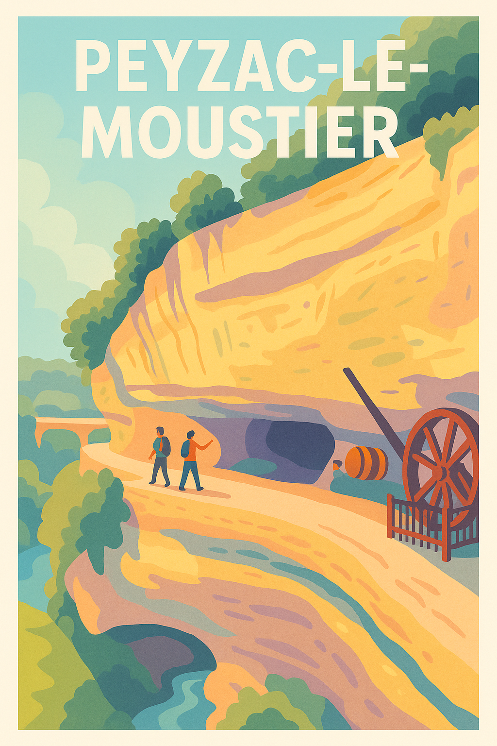 Affiche Peyzac-le-Moustier — Balade au cœur de l'histoire préhistorique · poster d'art de Peyzac-le-Moustier