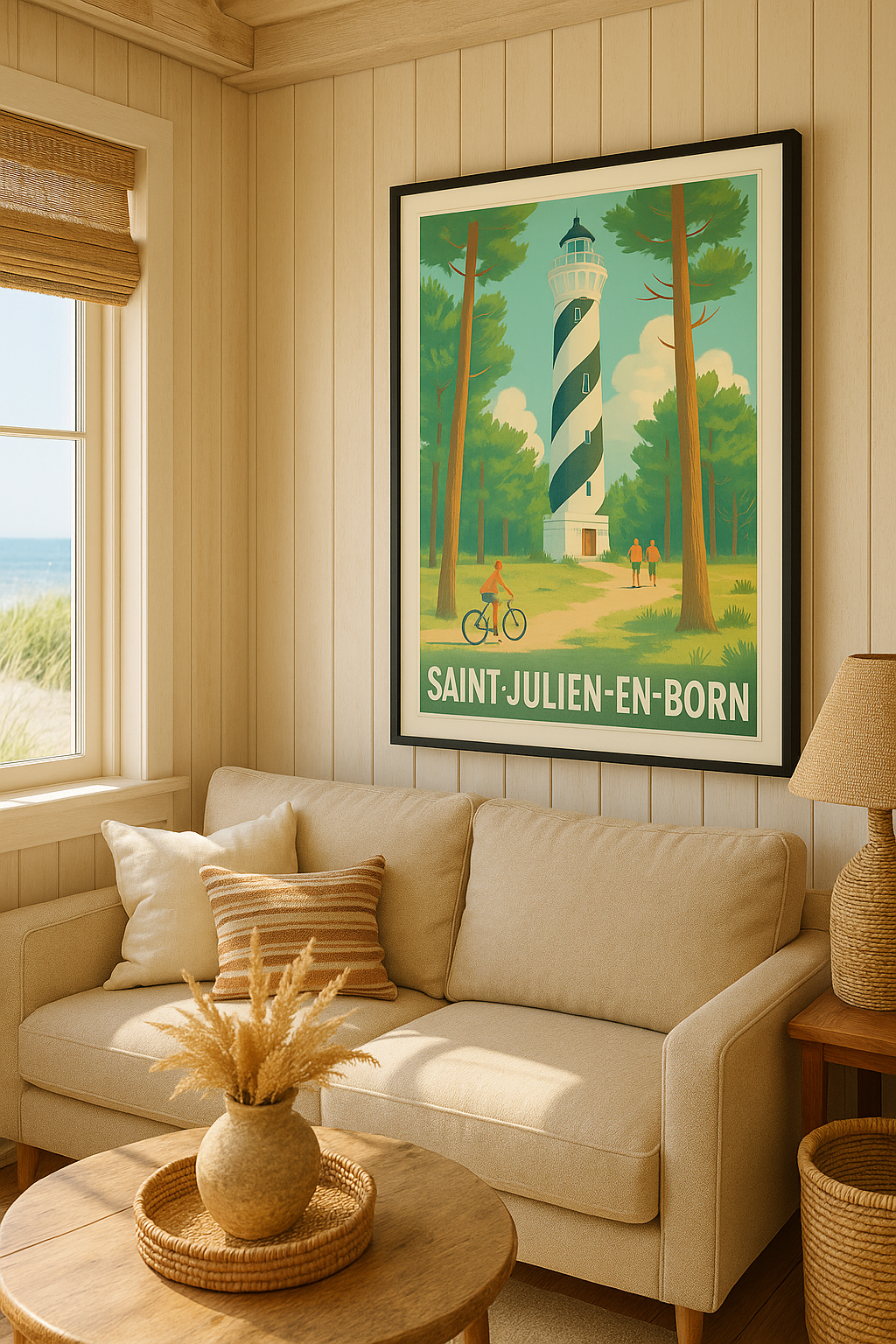 Mise en situation Affiche de Saint-Julien-en-Born - Évasion et nature au phare emblématique