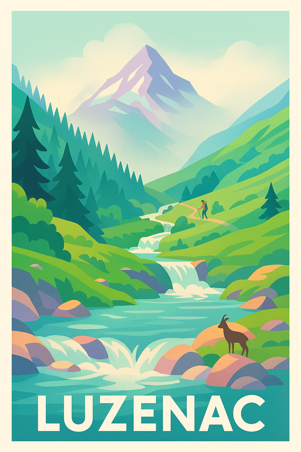 Affiche Luzenac — Évasion nature au cœur des Pyrénées · poster d'art de Luzenac