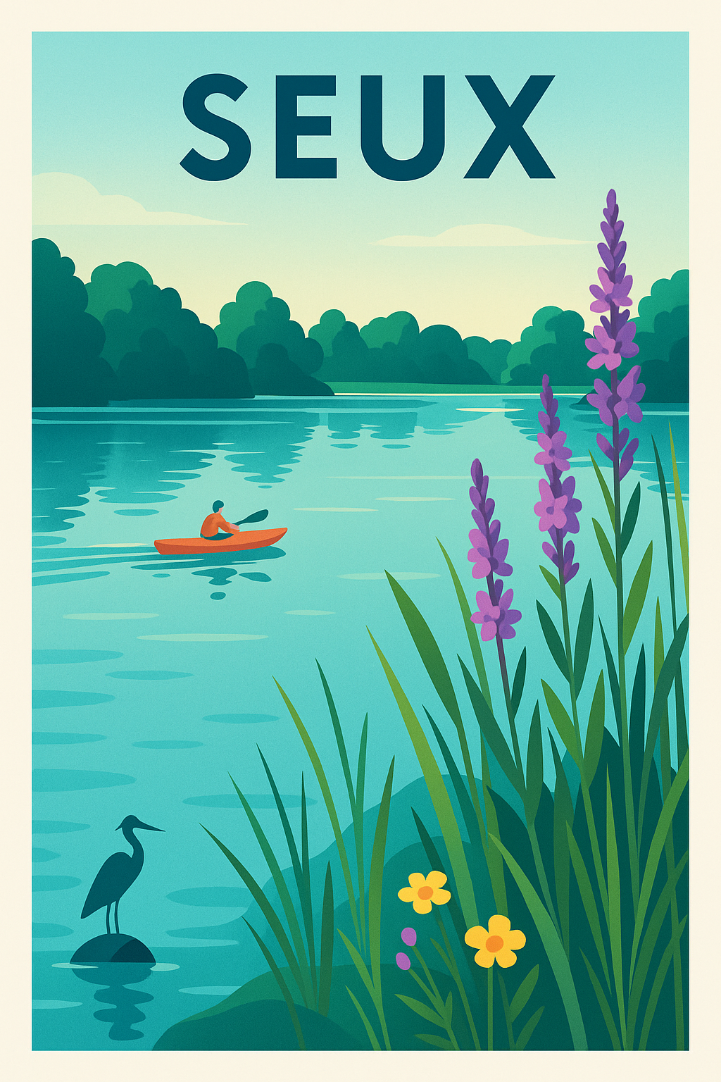 Affiche Seux — Tranquillité au fil de l'eau · poster d'art de Seux