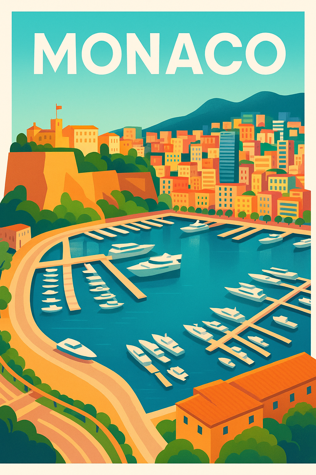 Affiche de Monaco - L'élégance méditerranéenne au port