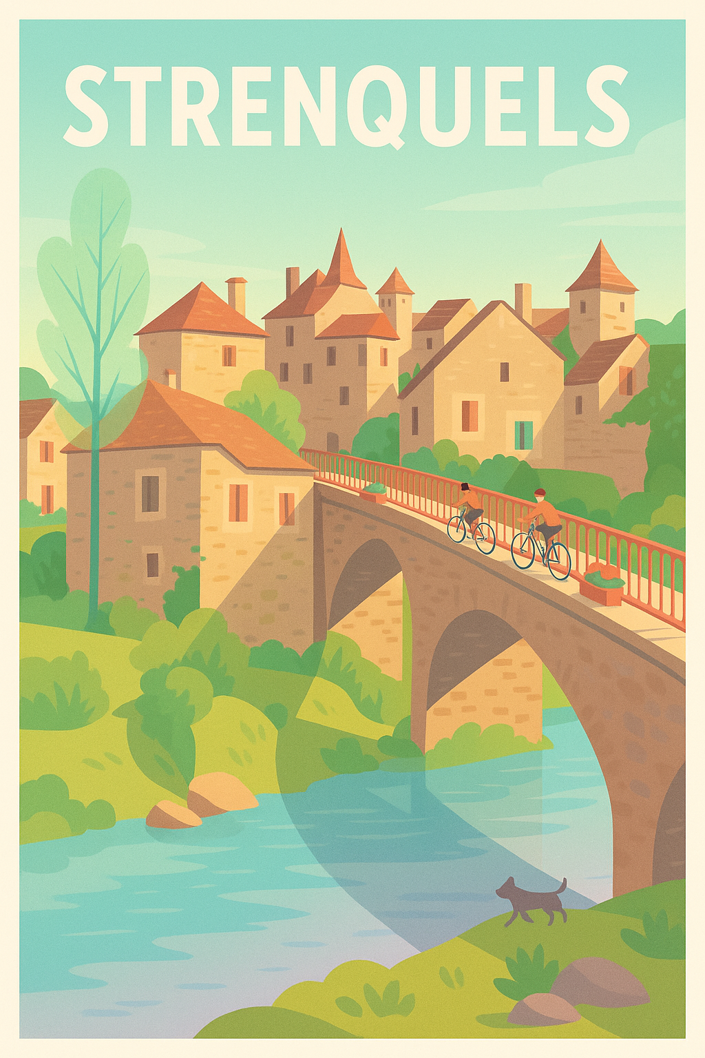 Affiche Strenquels — Charme bucolique au fil de la rivière · poster d'art de Strenquels