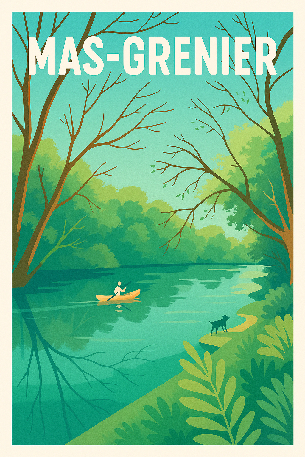 Affiche de Mas-Grenier - Évasion tranquille au fil de l'eau