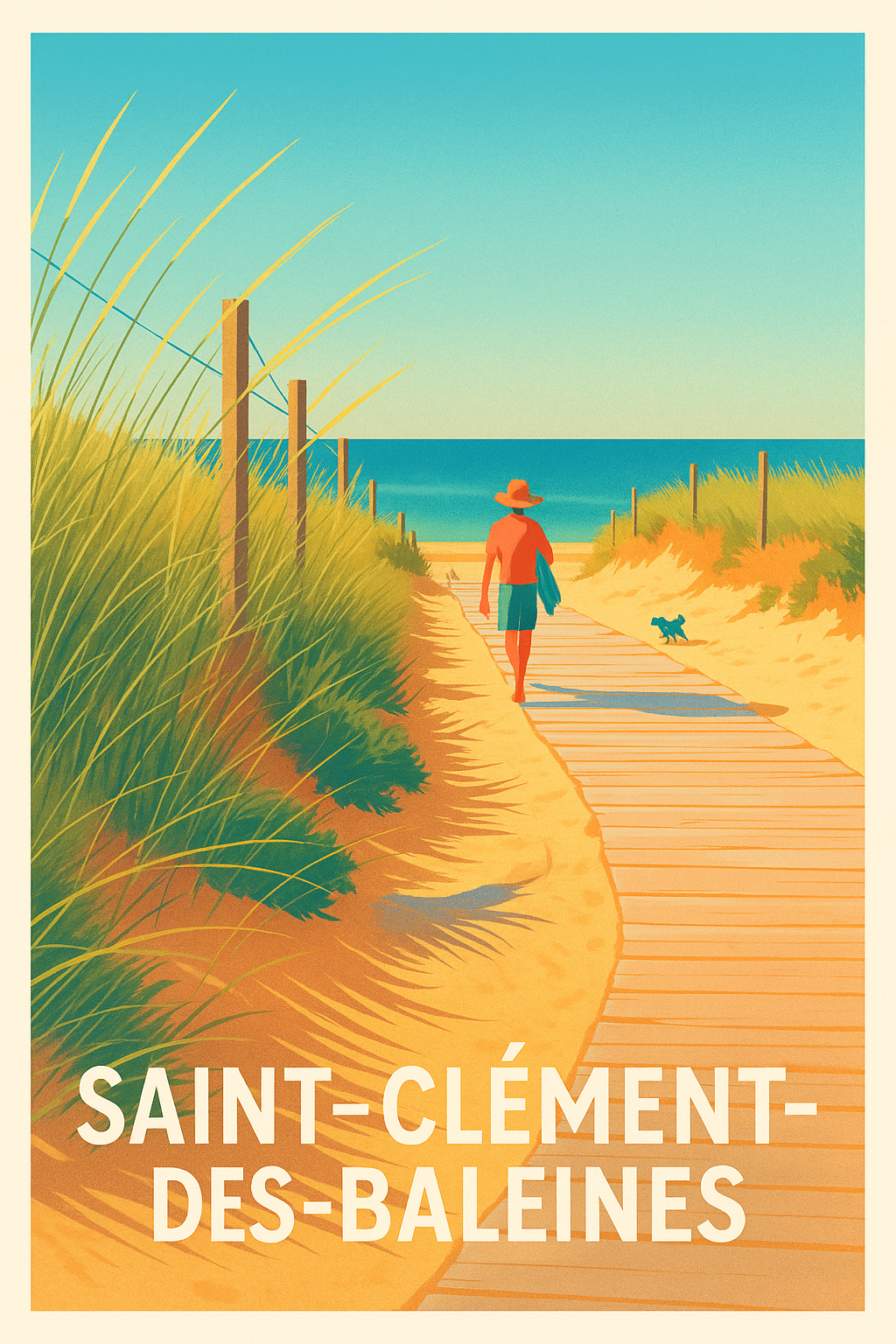 Affiche Saint-Clément-des-Baleines — Invitation à la plage ensoleillée · poster d'art de Saint-Clément-des-Baleines