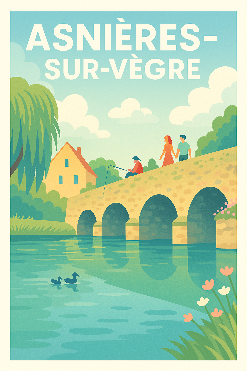 Affiche de Asnières-sur-Vègre - Charme bucolique en bord de rivière