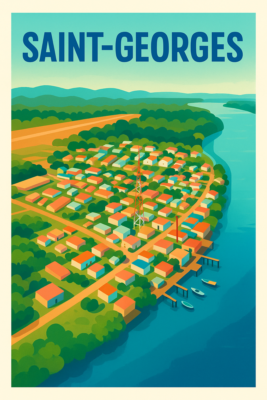 Affiche de Saint-Georges - Une vue aérienne colorée et paisible