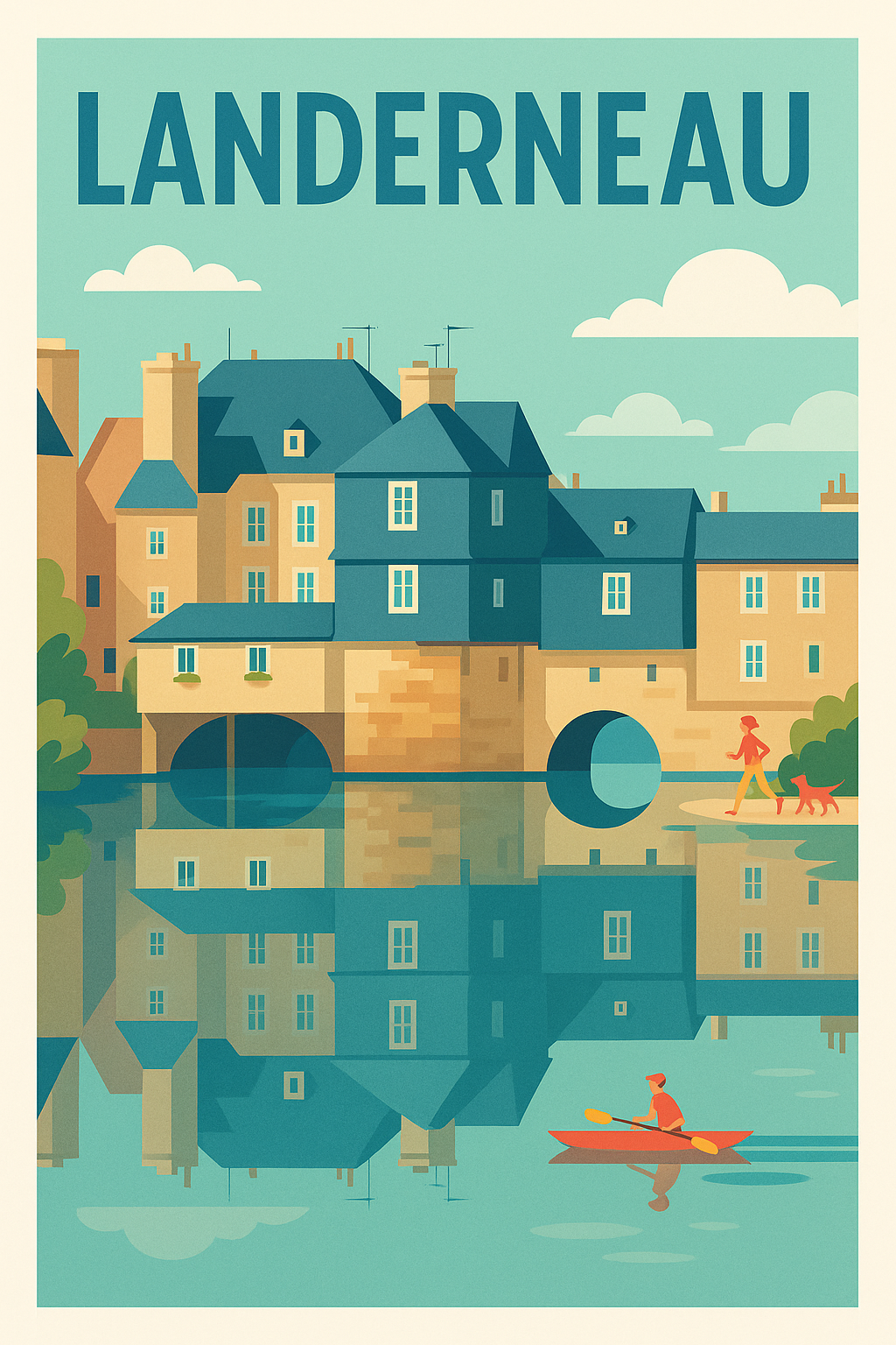 Affiche de Landerneau - Charme et reflets paisibles