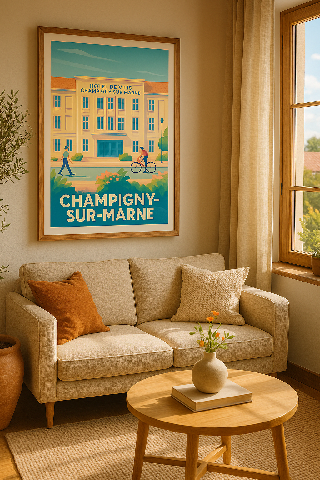 Mise en situation Affiche Champigny-sur-Marne - L'élégance de la mairie en lumière