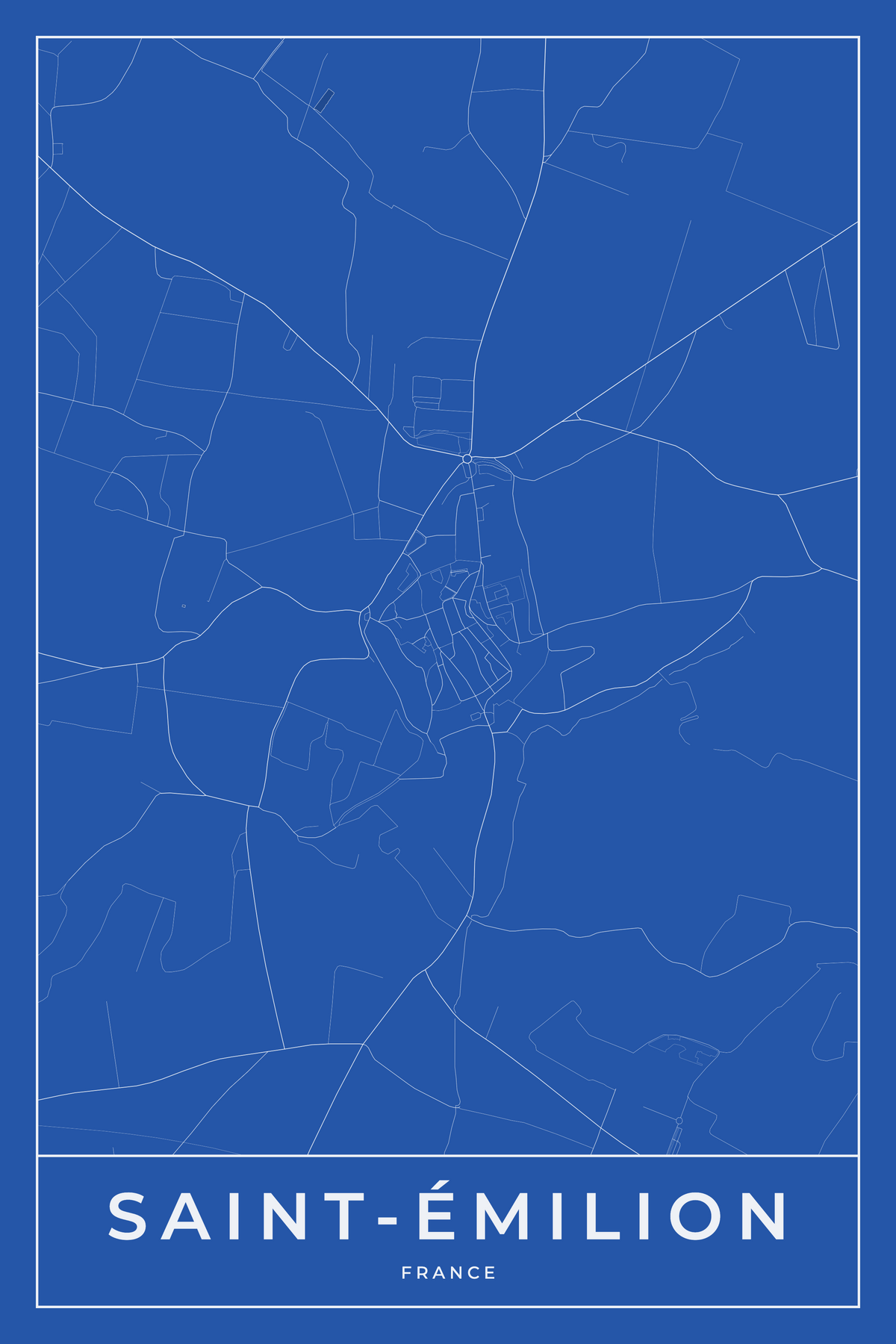 Carte de Saint-Émilion bleue - Affiche personnalisée
