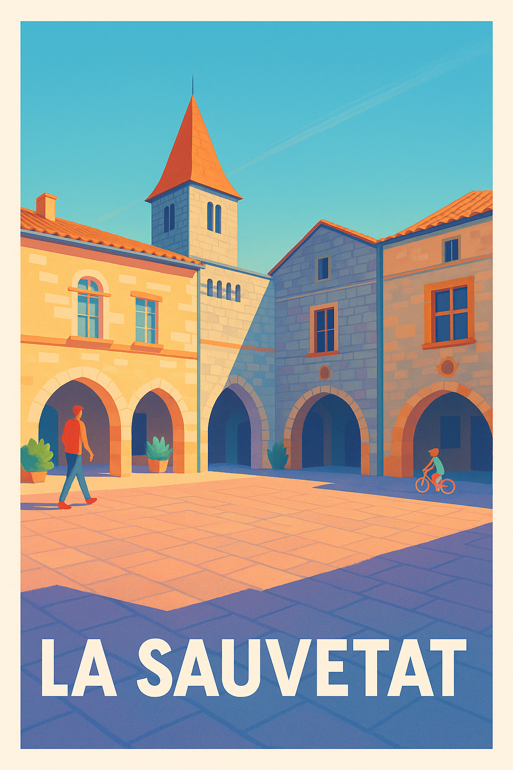 Affiche La Sauvetat — Charme et sérénité au cœur de la place centrale · poster d'art de La Sauvetat