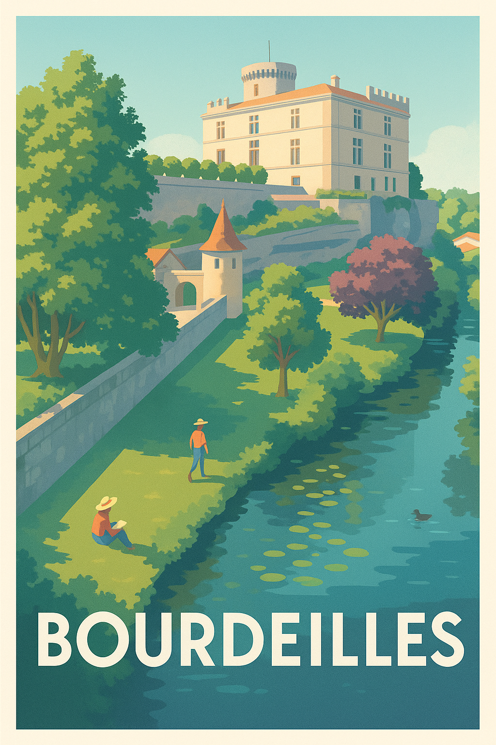 Affiche Bourdeilles — Charme intemporel et nature paisible · poster d'art de Bourdeilles