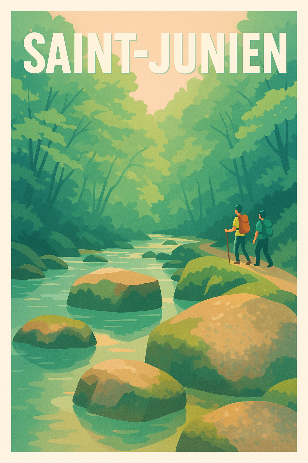 Affiche de Saint-Junien - Invitation à la randonnée en pleine nature