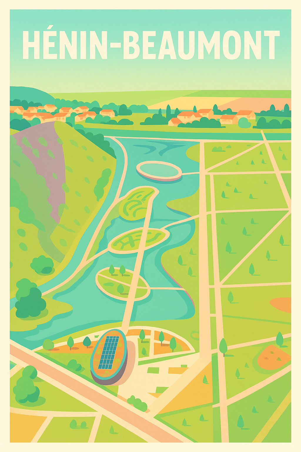 Affiche Hénin-Beaumont — Vue emblématique et charme verdoyant · poster d'art de Hénin-Beaumont