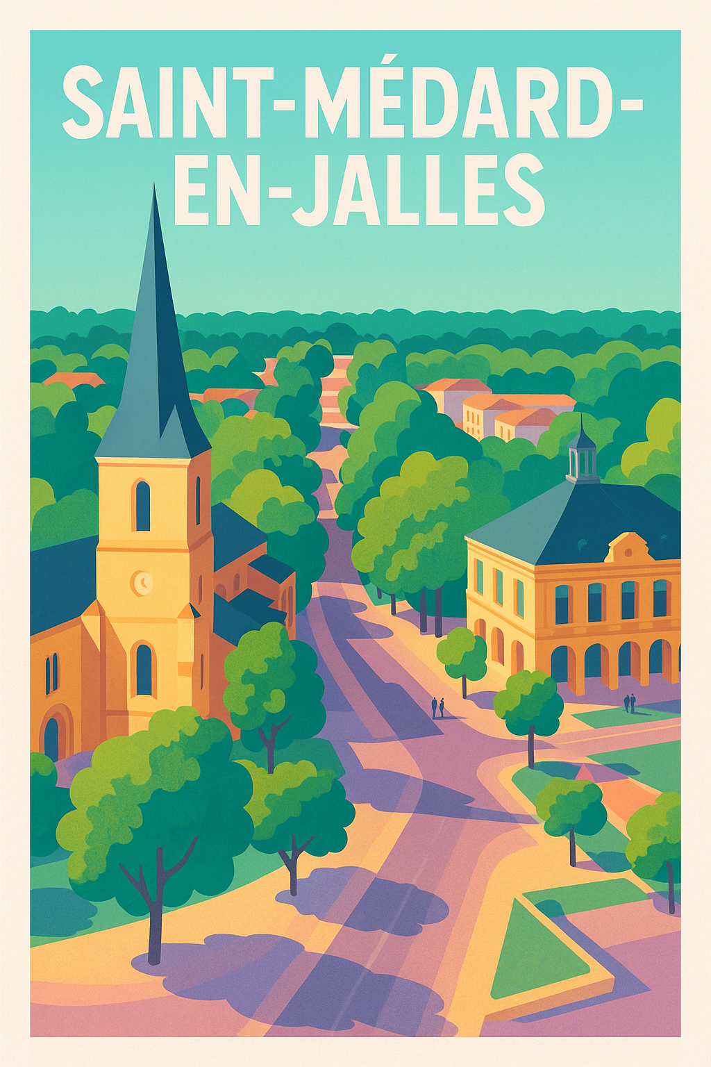 Affiche Saint-Médard-en-Jalles — Un havre de verdure et d'histoire · poster d'art de Saint-Médard-en-Jalles