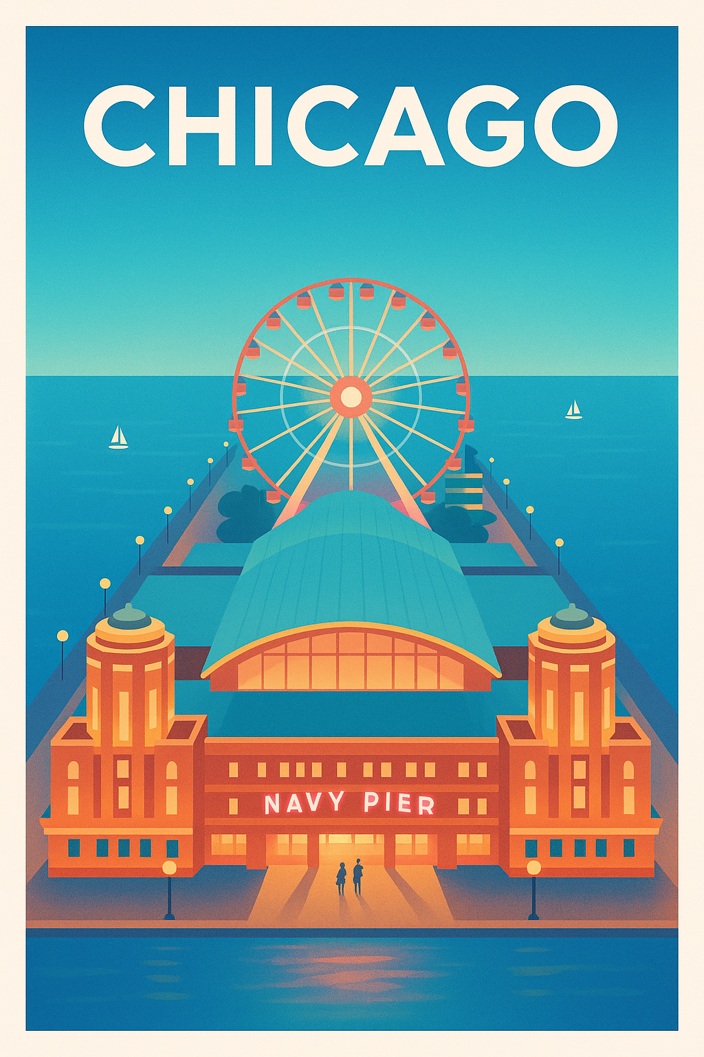 Affiche de Chicago - L'iconique Navy Pier en lumière