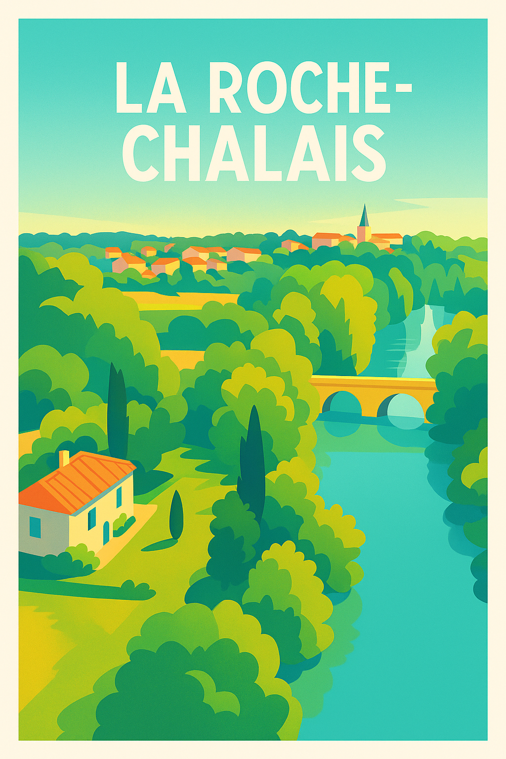 Affiche de La Roche-Chalais - Vue paisible et verdoyante