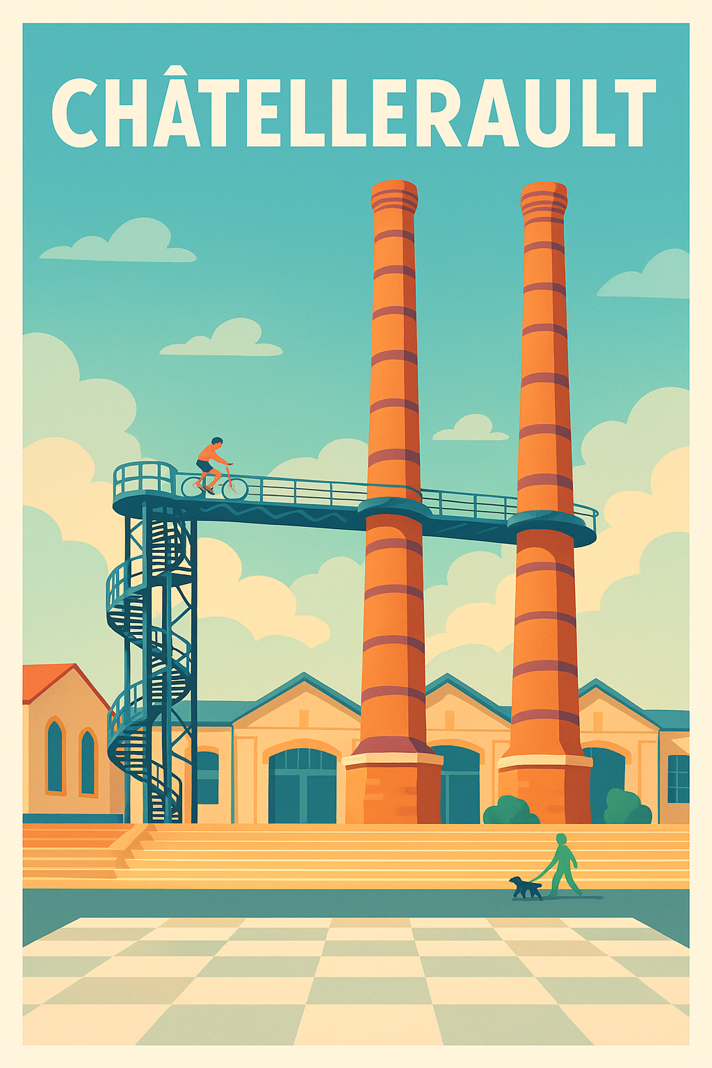 Affiche Châtellerault — L'Industrie réinventée en couleurs · poster d'art de Châtellerault
