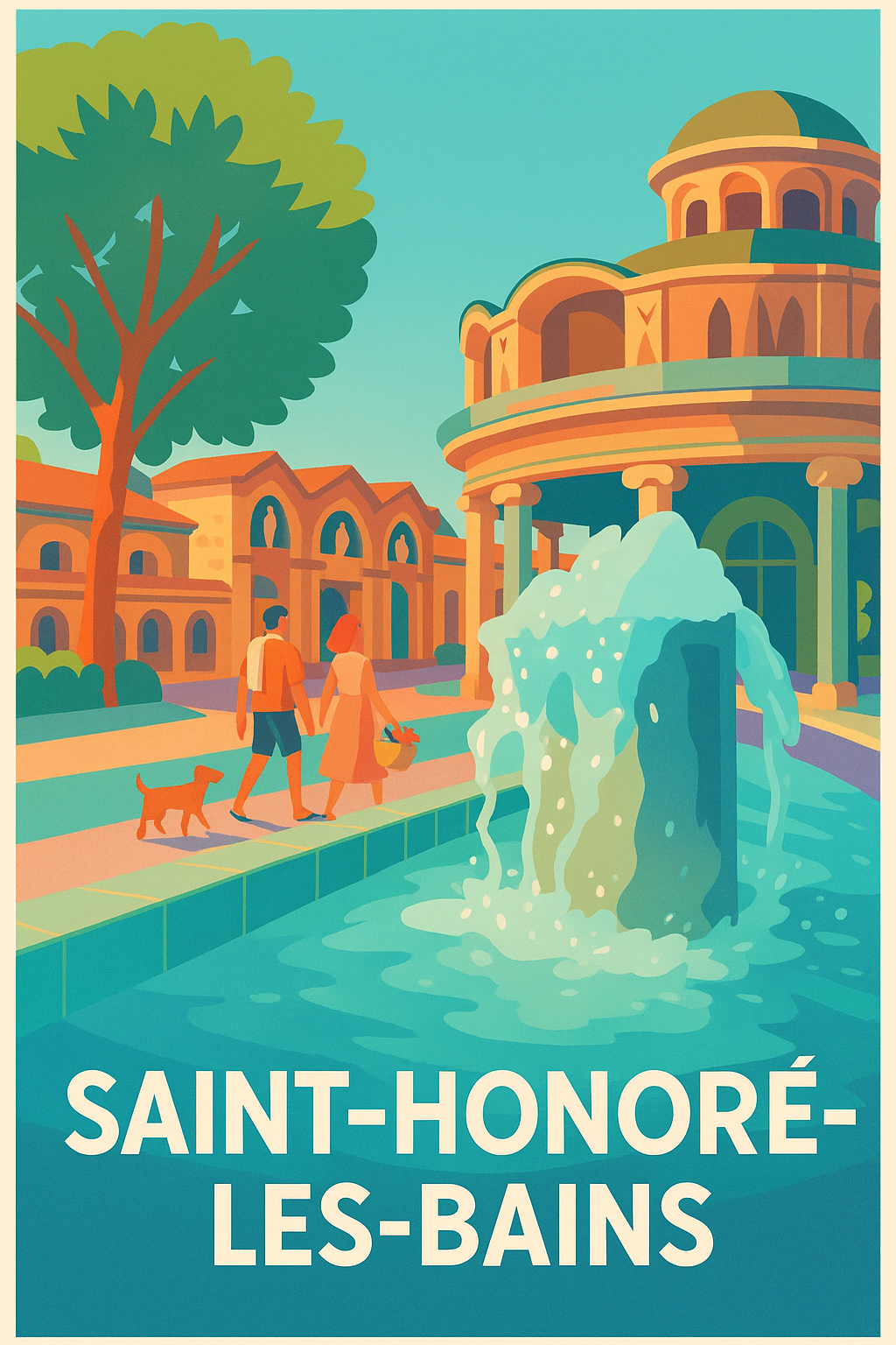 Affiche Saint-Honoré-les-Bains — Élégance thermale et détente au cœur de la ville · poster d'art de Saint-Honoré-les-Bains