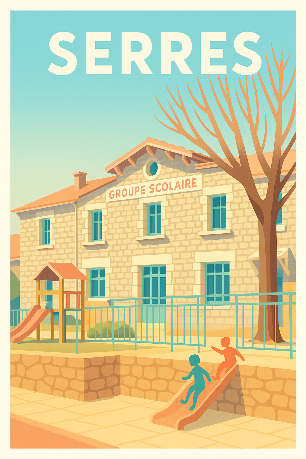 Affiche Serres — L'école au cœur de la vie locale · poster d'art de Serres