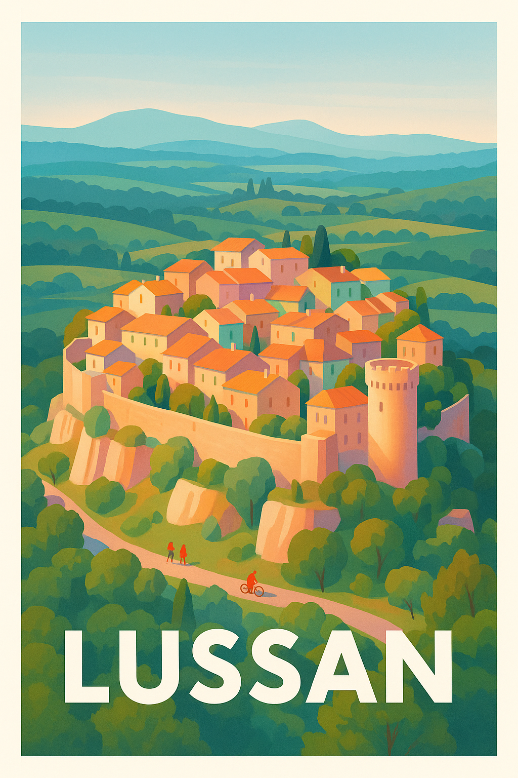 Affiche Lussan — Charme médiéval et paysages paisibles · poster d'art de Lussan