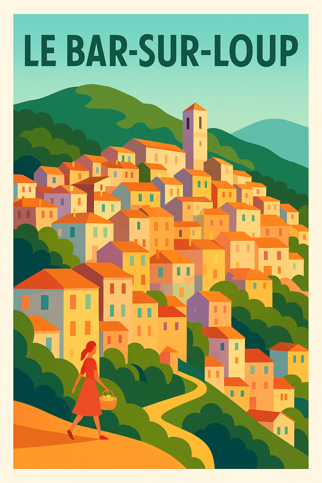 Affiche de Le Bar-sur-Loup - Village pittoresque aux couleurs ensoleillées
