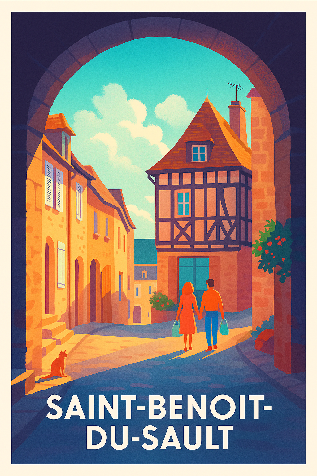Affiche Saint-Benoît-du-Sault — Charme médiéval envoûtant · poster d'art de Saint-Benoît-du-Sault