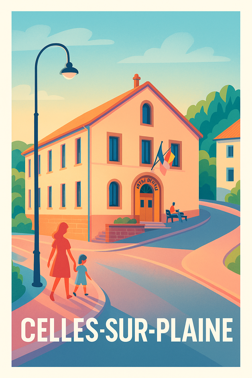 Affiche Celles-sur-Plaine — Charme paisible d'un village authentique · poster d'art de Celles-sur-Plaine