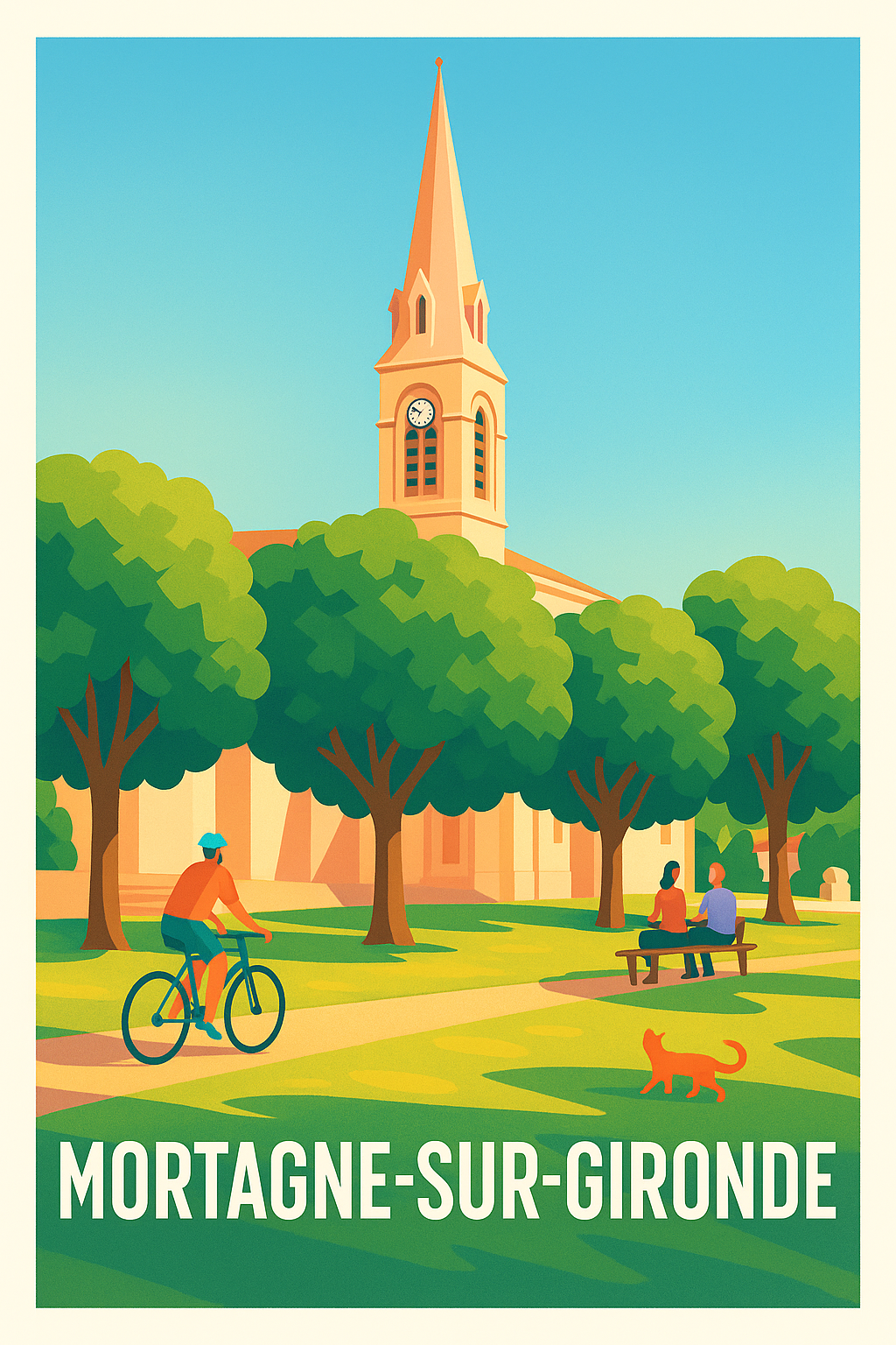 Affiche Mortagne-sur-Gironde — Douceur de vie au cœur du village · poster d'art de Mortagne-sur-Gironde