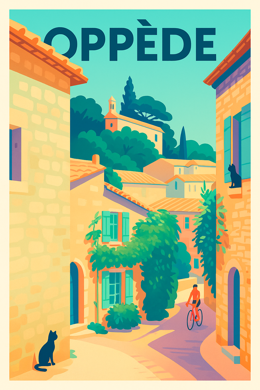 Affiche de Oppède - L'authenticité provençale à vélo