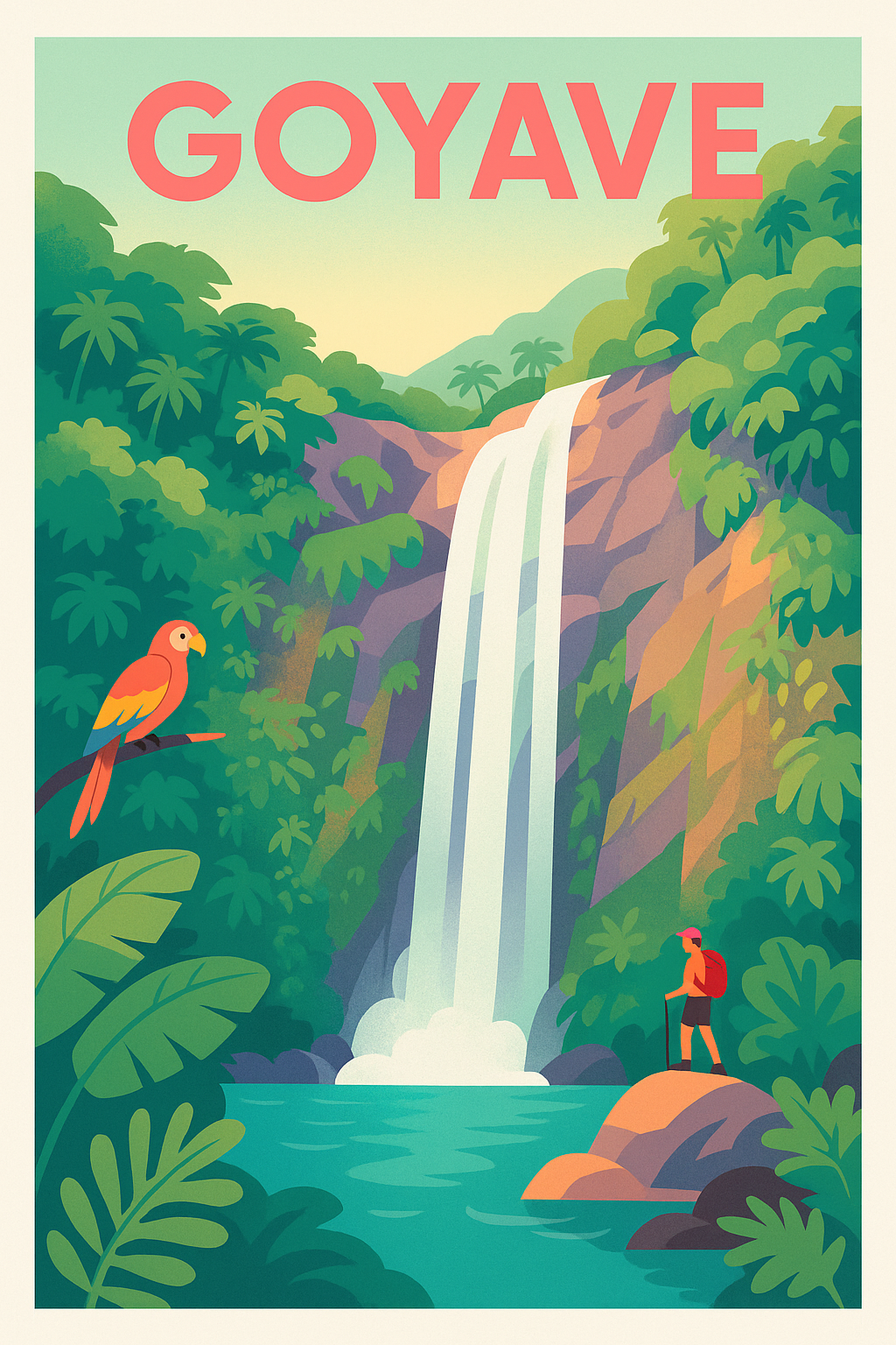 Affiche de Goyave - Évasion tropicale et cascades luxuriantes