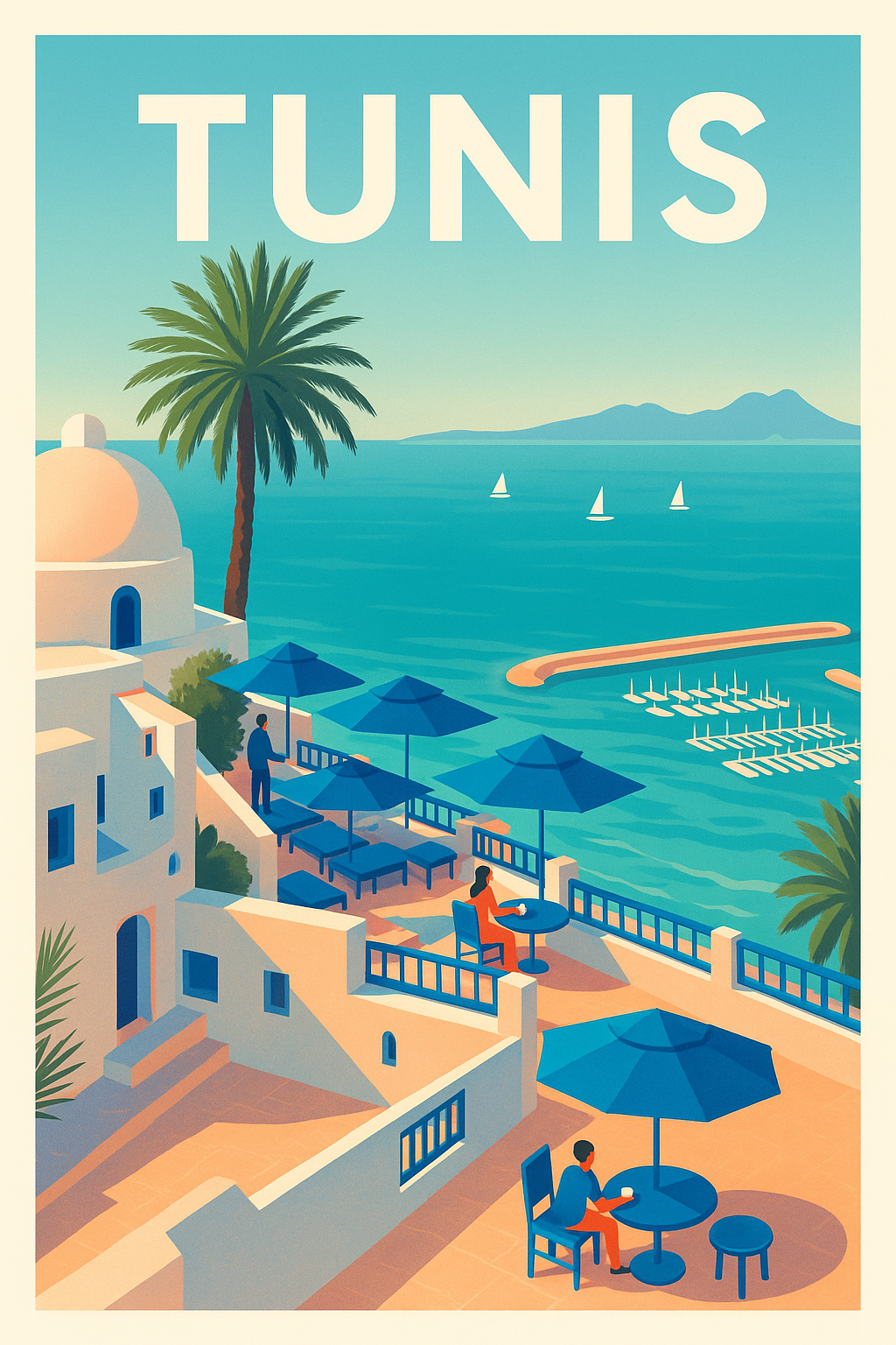 Affiche de Tunis - Évasion Méditerranéenne au Bord de l'Eau
