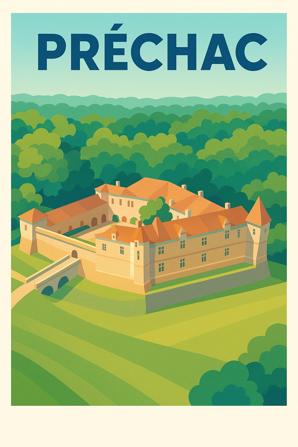 Affiche de Préchac - Le charme authentique du patrimoine historique