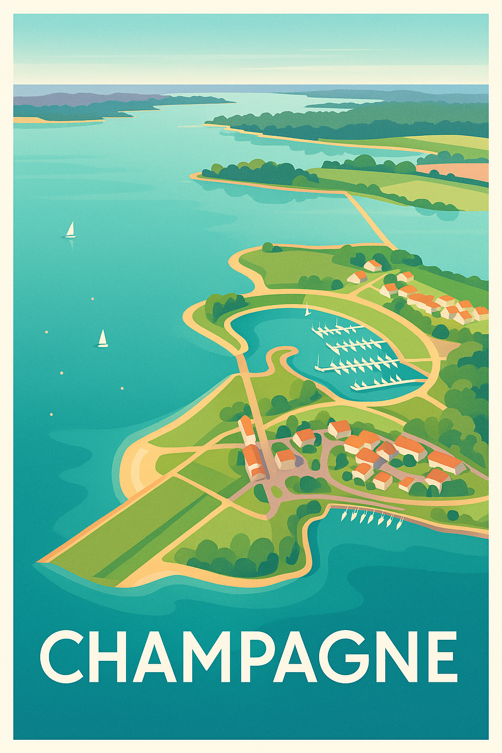 Affiche de Champagne - Évasion entre terre et eau