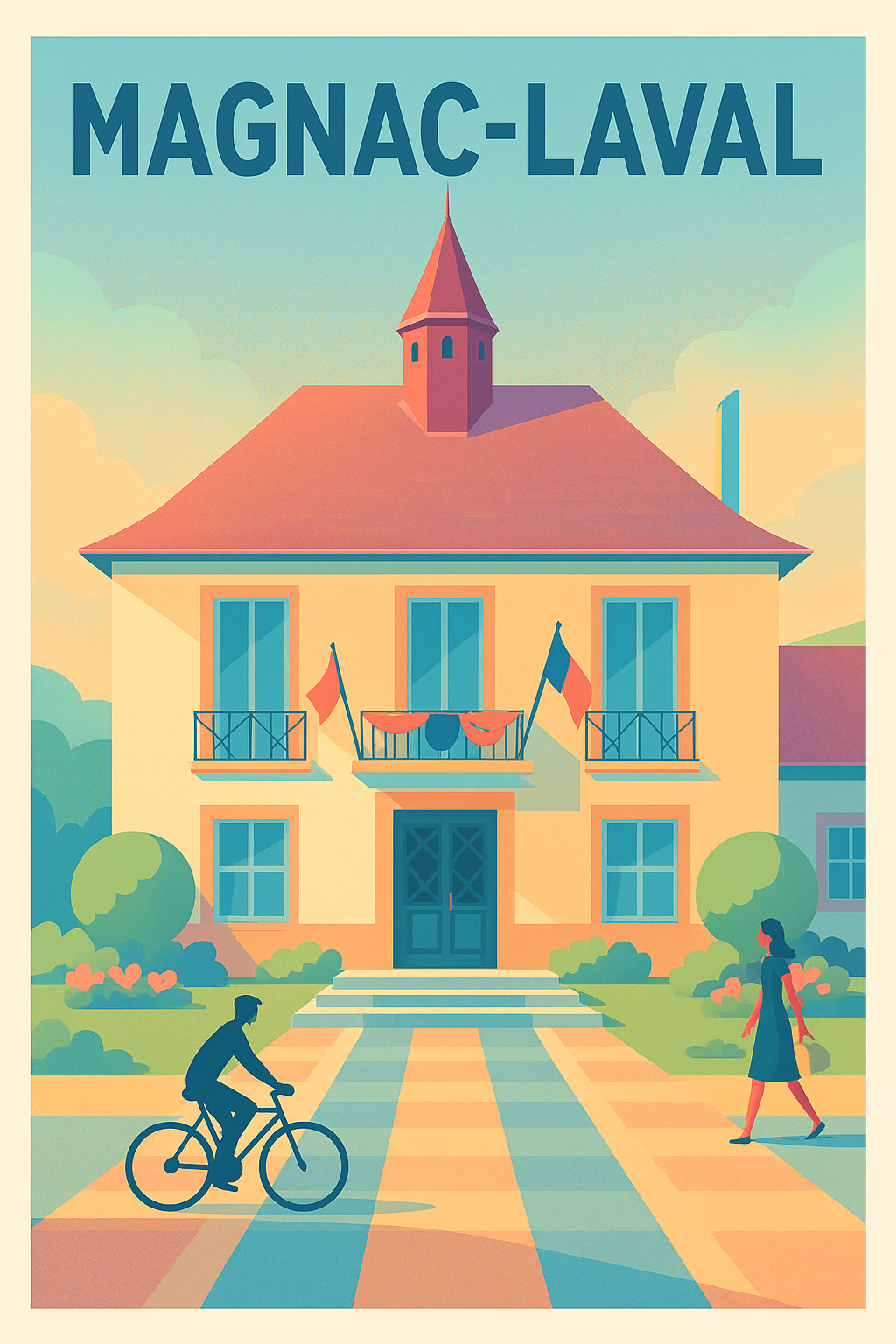 Affiche de Magnac-Laval - Charme et sérénité en illustration vintage