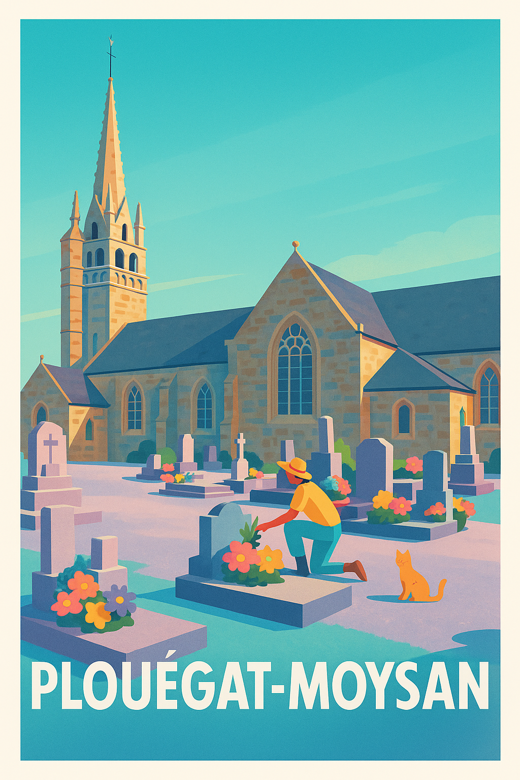 Affiche Plouégat-Moysan — Un coin paisible chargé d'histoire · poster d'art de Plouégat-Moysan