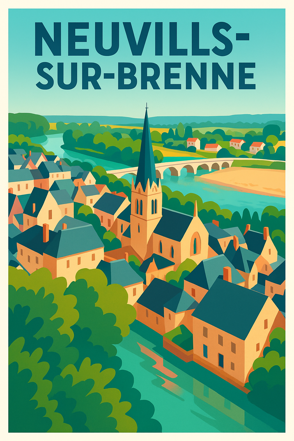 Affiche de Neuville-sur-Brenne - Charme et sérénité au fil de l'eau