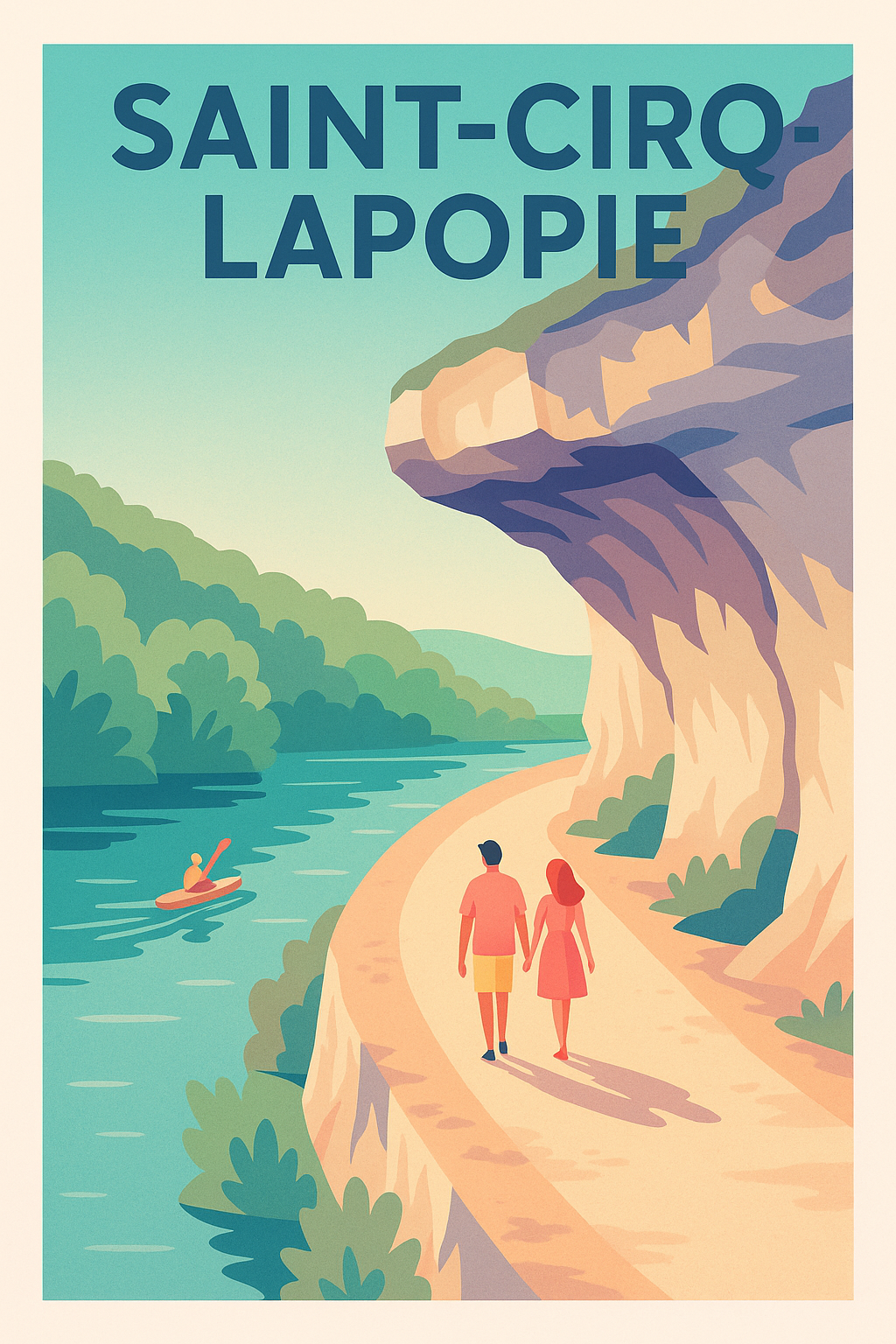 Affiche Saint-Cirq-Lapopie — Balade romantique au bord du Lot · poster d'art de Saint-Cirq-Lapopie