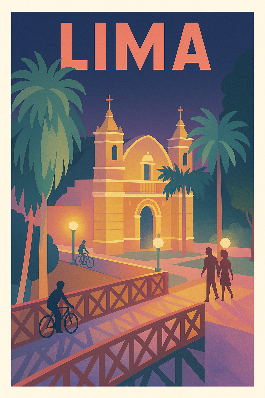 Affiche Lima — Ambiance nocturne au cœur de la capitale · poster d'art de Lima