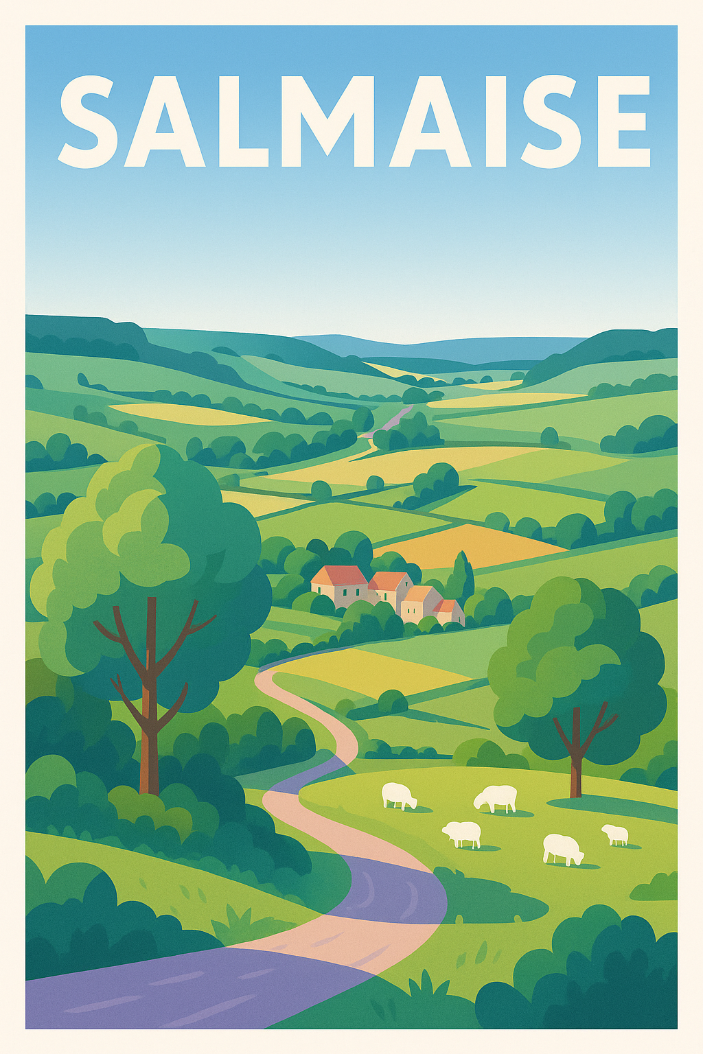 Affiche Salmaise — Harmonie champêtre en Bourgogne · poster d'art de Salmaise