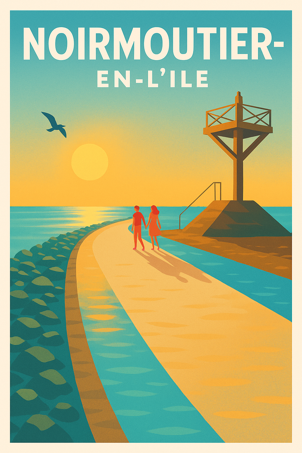 Affiche de Noirmoutier-en-l'Île - Escapade romantique au coucher du soleil