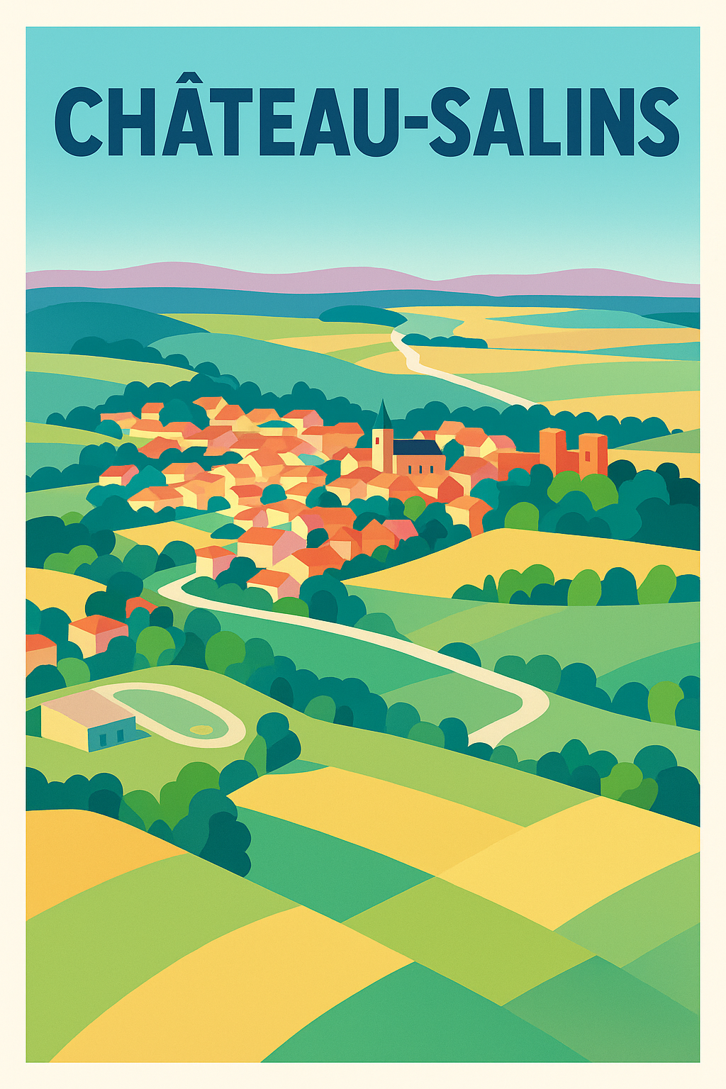 Affiche de Château-Salins - Charme champêtre et couleurs vibrantes