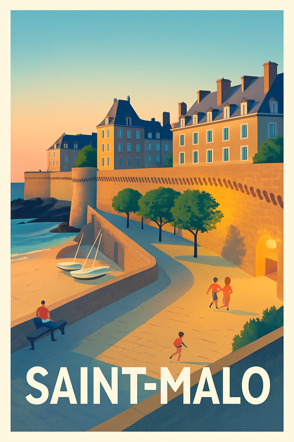 Affiche de Saint-Malo - L'élégance intemporelle des remparts au coucher du soleil