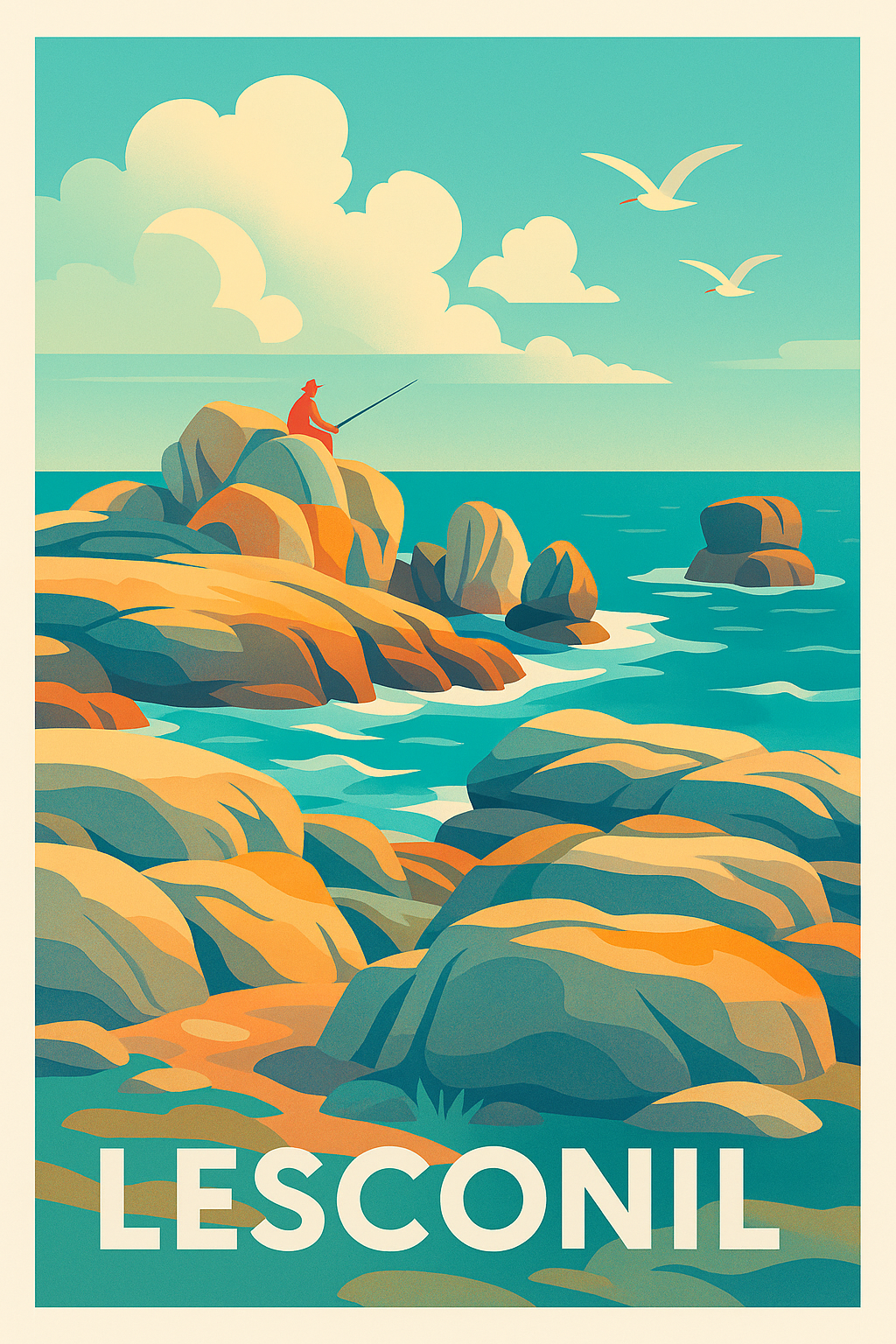 Affiche Lesconil — Tranquillité au bord de la mer bretonne · poster d'art de Lesconil