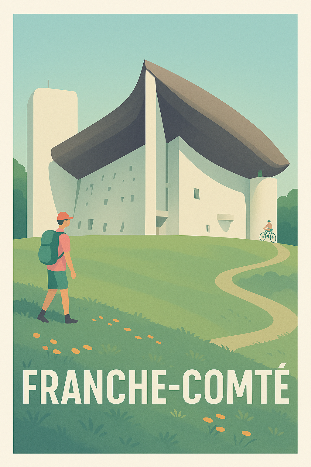 Affiche Franche-Comté — Plongée architecturale et nature apaisante · poster d'art de Franche-Comté