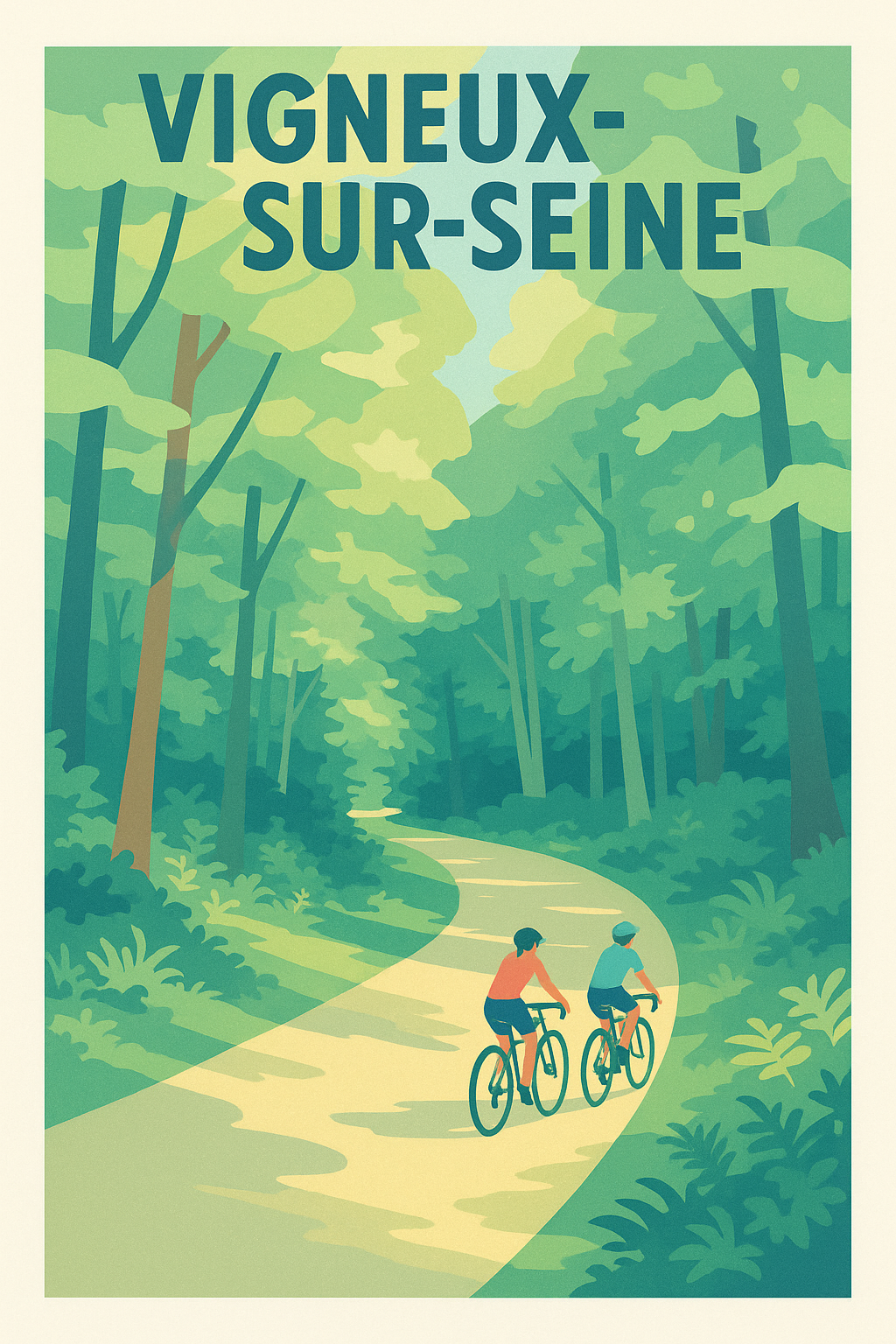 Affiche Vigneux-sur-Seine — Balade à vélo en pleine nature · poster d'art de Vigneux-sur-Seine