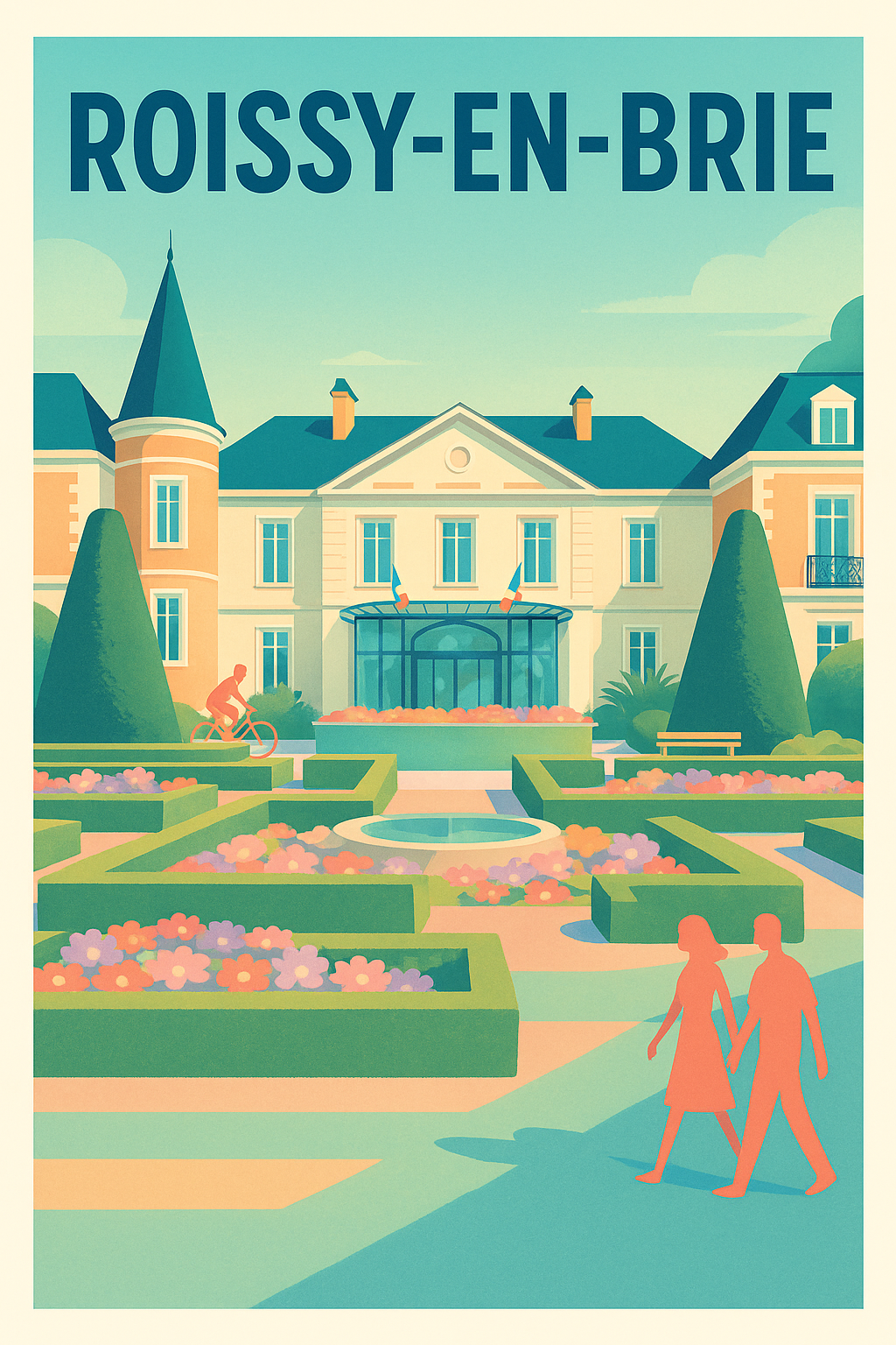 Affiche Roissy-en-Brie — Charme et élégance à la française · poster d'art de Roissy-en-Brie