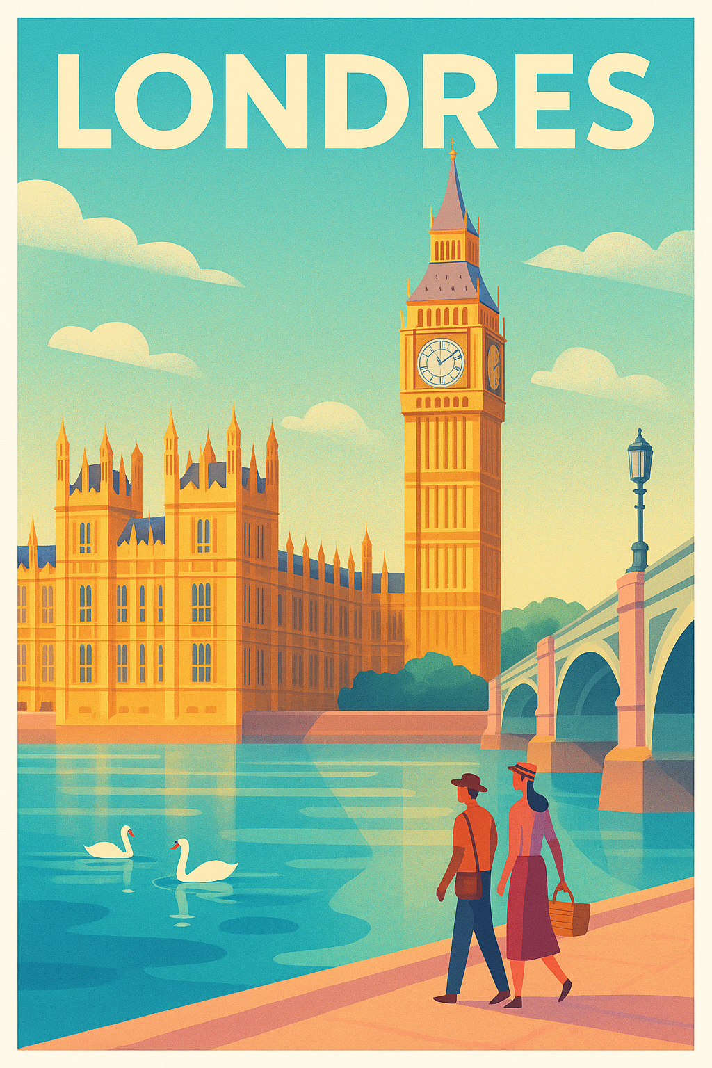 Affiche de Londres - Balade intemporelle au bord de la Tamise