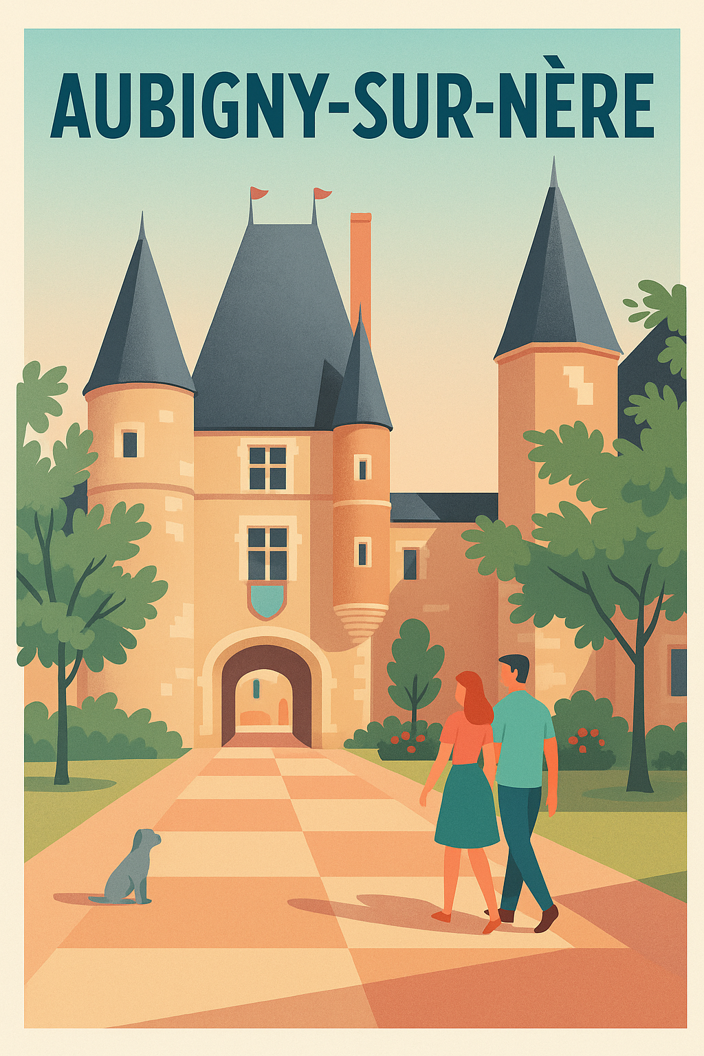 Affiche de Aubigny-sur-Nère - L'élégance médiévale au cœur du Cher